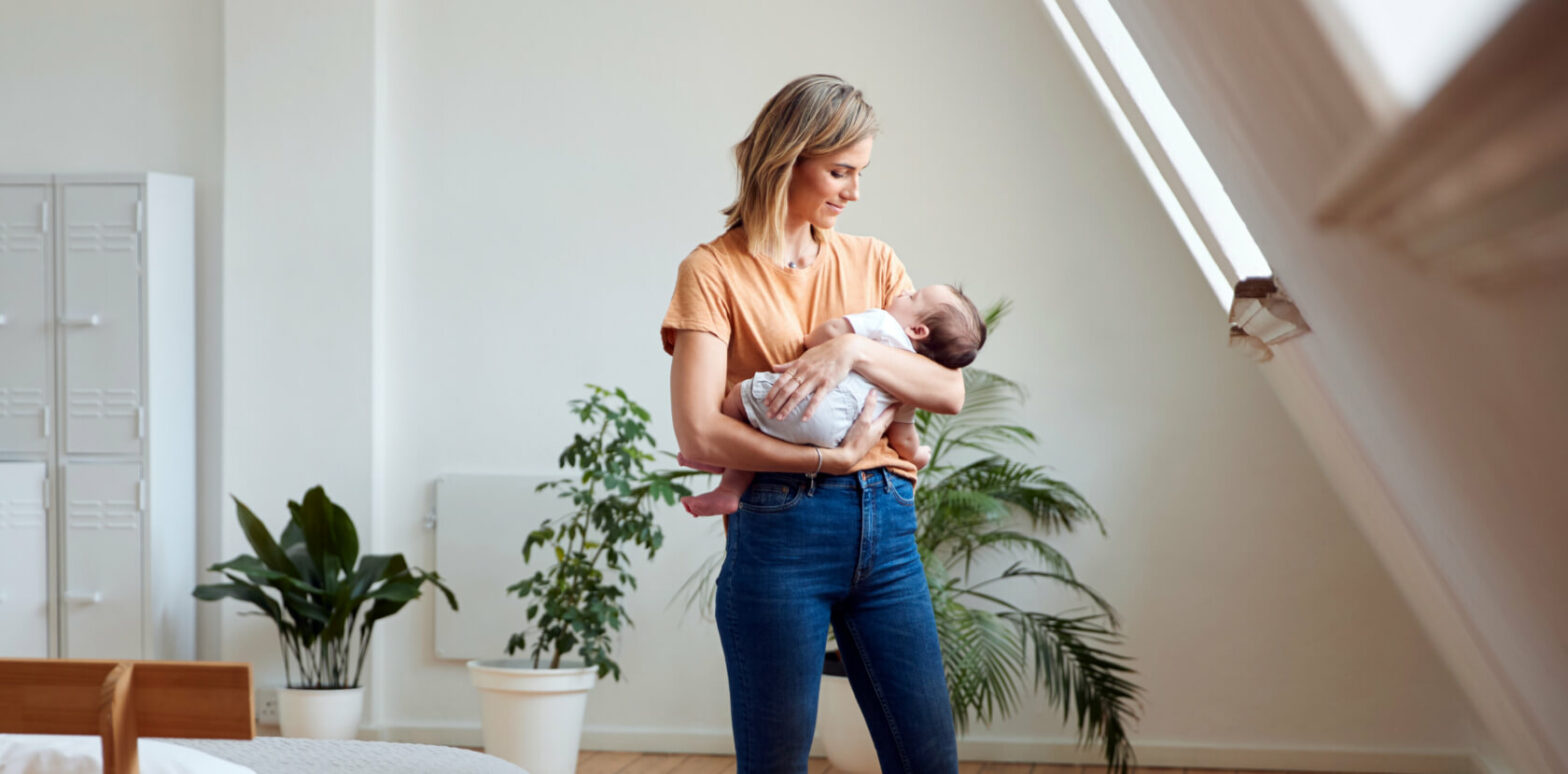 Woman holding a baby